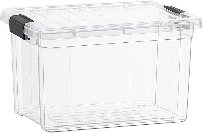 Superio Clear Storage Box with Lid, Plastic Container Bin for Organizing, Stackable Crate, BPA Free, Non Toxic, Odor Free, Organizer for Home, Office, School, and Dorm (14.7 Qt (Deep)