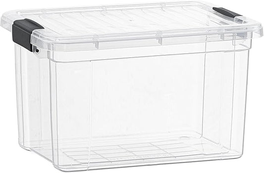 Superio Clear Storage Box with Lid, Plastic Container Bin for Organizing, Stackable Crate, BPA Free, Non Toxic, Odor Free, Organizer for Home, Office, School, and Dorm (14.7 Qt (Deep)