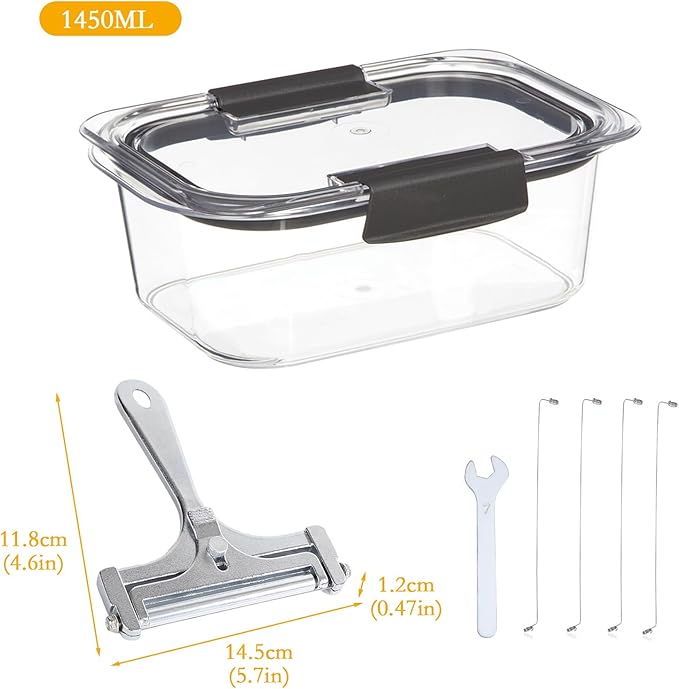 Sliced Cheese Container,Cheese Container for Refrigerator with a Metal Cheese Slicer,BPA-Free Kitchen Cheese Storage with Airtight Lid,for Deli Cheese Slices,Shredded,Cheeses Keeper