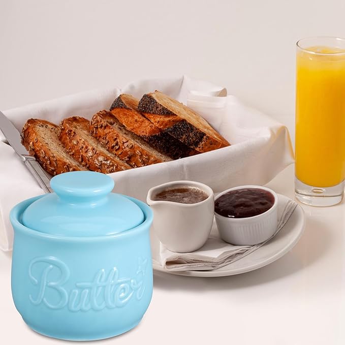 BESPORTBLE Ceramic Butter Crock with Lid for Countertop Large Capacity Porcelain Butter Keeper Container Elegant White for Kitchen Freshness Preservation Farmhouse Decor