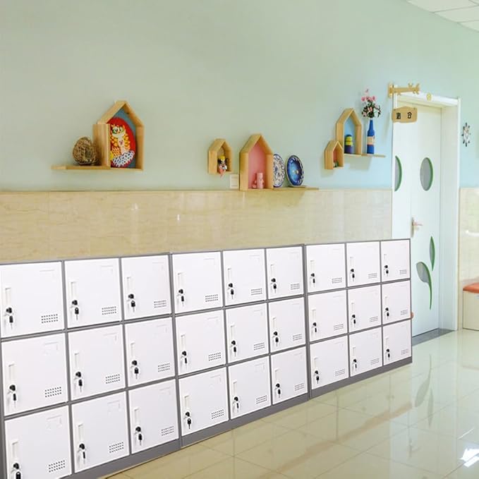 Metal Locker 9 Door Storage Cabinet, Steel Storage Lockers for Employees, Lockable Metal Cabinet with Lock and Ventilation, Office School Gym Storage Organizer