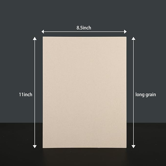 25 Pcs Book Board, Binder Board, Cover Board, Heavy Duty Chipboard for Book Binding, DIY Cardboard (Gray, 8.5 x 11 Inch 80PT)