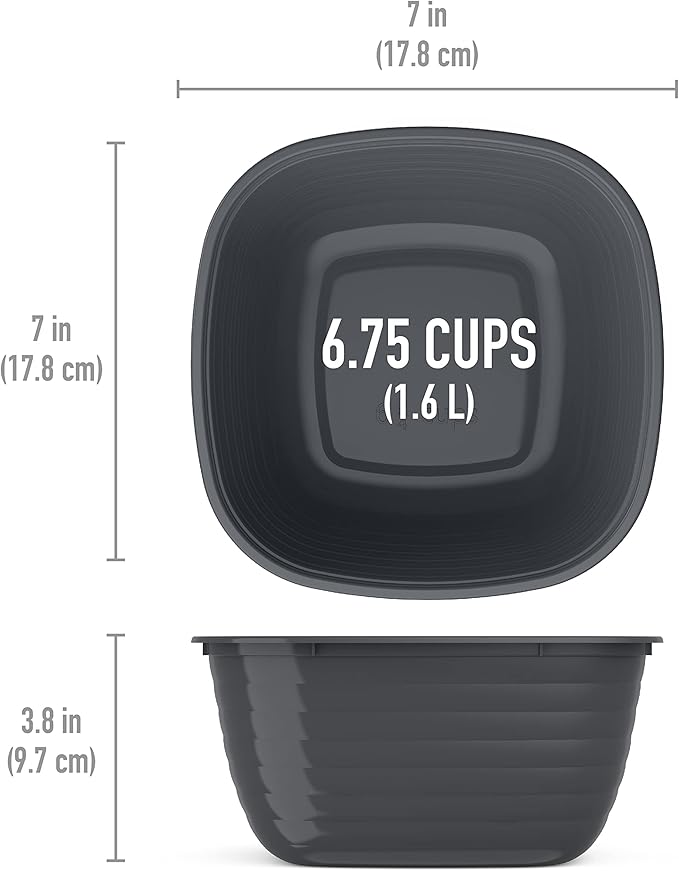 Bentgo Prep - 1-Compartment Bowls with Custom Fit Lids - Reusable, Microwaveable, Durable, PFAS & BPA-Free, Freezer and Dishwasher Safe Meal Prep Food Storage - 10 Bowls & 10 Lids (Graphite)