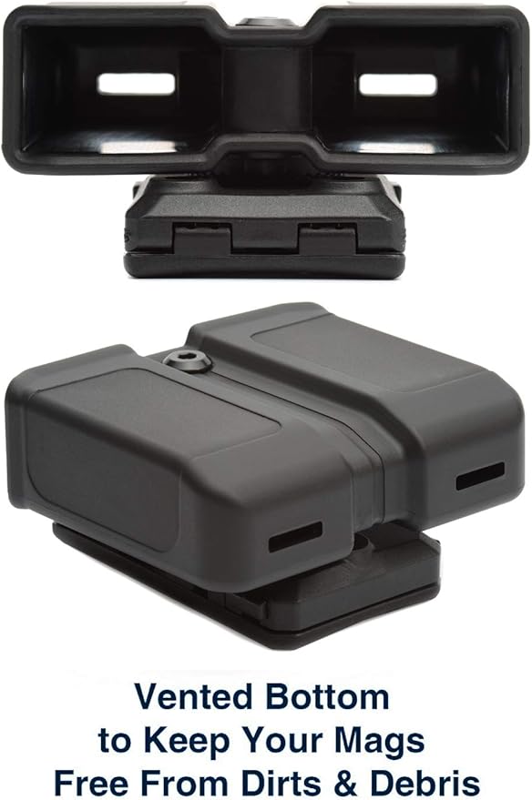 OWB Polymer Double Magazine Holster Ambidextrous Carrier, Fits 9mm/.40 Calibers Double Stack Magazines of Glock, S&W, Sig Sauer, Springfield, Taurus, Beretta, Ruger, Walther, Canik, Colt, CZ, H&K