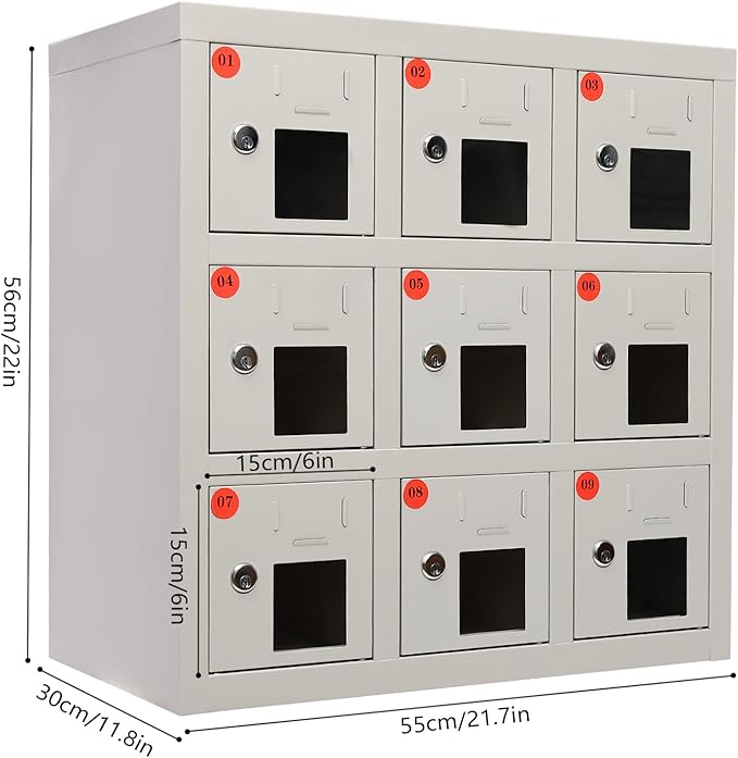 9 Slot Cellphone Charging Station Cell Phone Locker Cellphone Storage Cabinet, for Office Classroom