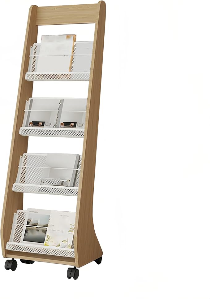 Brochure Display Rack,4 Layer Floor-Standing Magazine Rack,Literature Newspaper Catalog Display Holder With,Book Display Rack for Exhibitions, Shopping Malls, Hospitals, Offices,Family