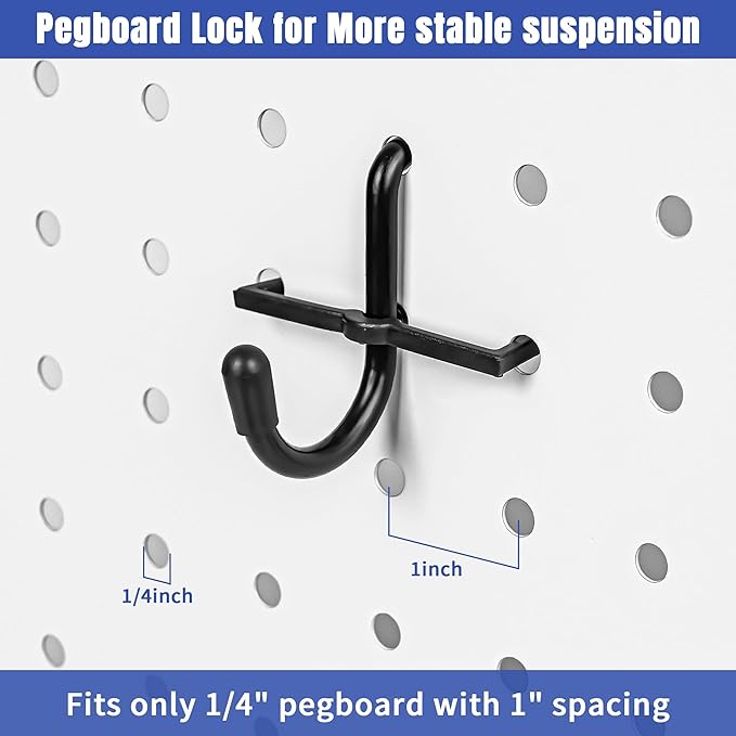 196 PCS Extra Thick 1/4" Pegboard Hooks Set, Heavy Duty Peg Board for Hanging Storage, Black Metal Pegboard Accessories with Pegboard Bins for Garage Wall Organizer