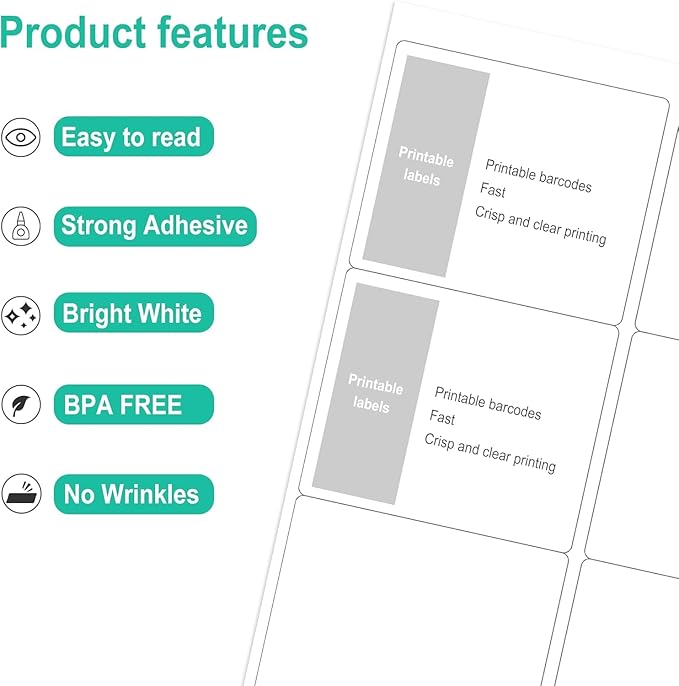 L LIKED Printable Shipping Address Labels, 500 Sheets, 3-1/3" x 4" Sticker Labels for Laser/Inkjet Printing, Matte White - 3000 Labels.