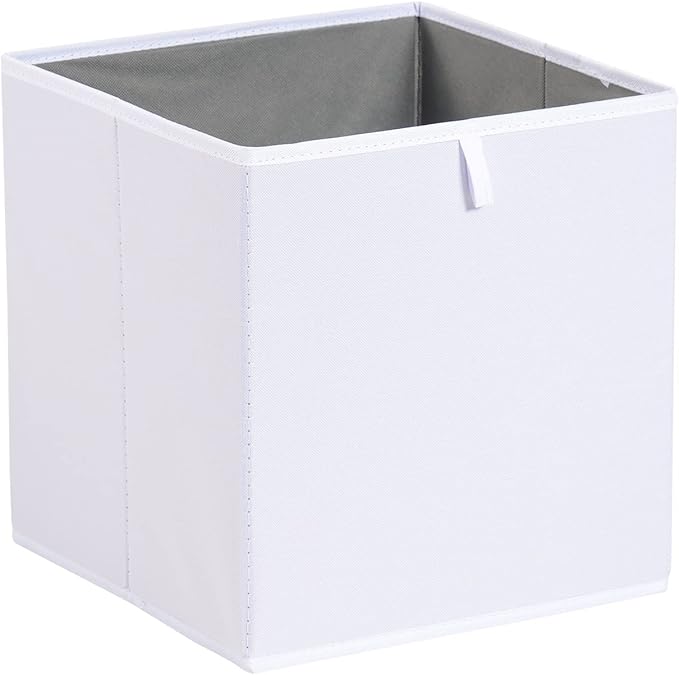 Amazon Basics Cube Organizer Bins, Collapsible Storage Baskets for Shelves, White, Pack of 6, 13x15x13"