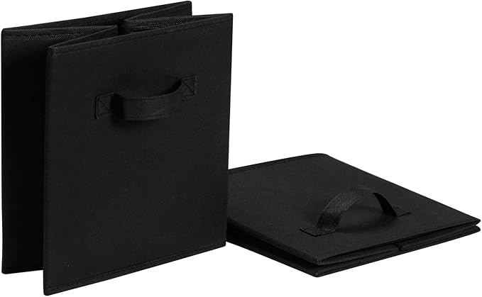 Amazon Basics Collapsible Fabric Storage Cube Bins Organizer with Handles, Sturdy, Black, 13-x-13-x-13-inch, Pack of 6