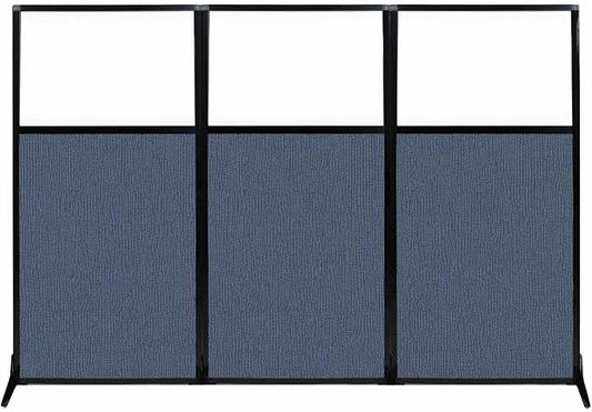 Versare Workstation Partition | Portable Wall Divider | Modern Office Cubicle | Free Standing Privacy Screen | Flexible Work Space | 99" x 70" W/Window, Ocean Fabric Panels