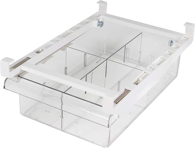 YekouMax Fridge Drawer Organizer, Refrigerator Organizer Bins, Pull Out with Handle, Fridge Shelf Holder Storage Box, Clear Container for Food,Drinks,Fit for Fridge Shelf Under 0.6" (2 Pack Medium)