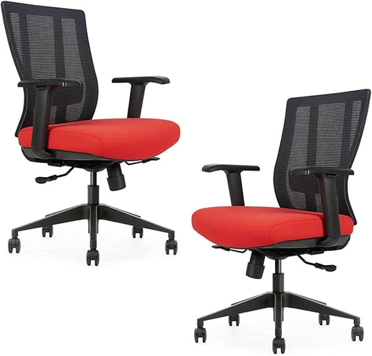 Ergonomic Office Chair - Breathable MESH - Back Adjustable Lumbar Support with 3-D ARMRESTS TILT Function and 360-DEGREE Swivel Wheels Comfortable Wide SEAT - Home Office Chair (Tangerine) Pack of 2