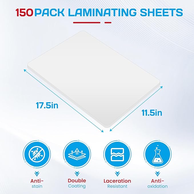 CAREGY 150 Pack Laminating Sheets, Hold 11 x 17 Inch Sheet, 3 Mil Clear Thermal Laminating Pouches 11.5 x 17.5 Inch Lamination Sheet Paper for Laminator, Round Corner