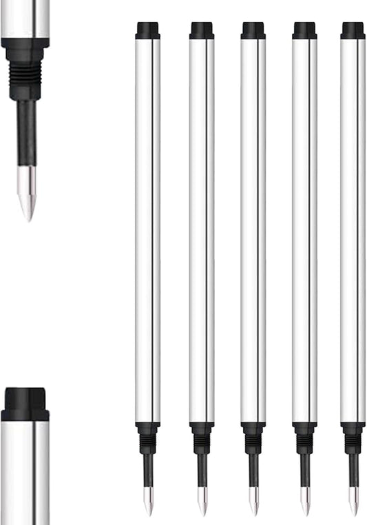 DunBong Spiral Refill, Replaceable Gel Ink Rollerball Refills 5 Pack, 0.5mm Medium Point, Threaded Rolling Ball Refills (Red)