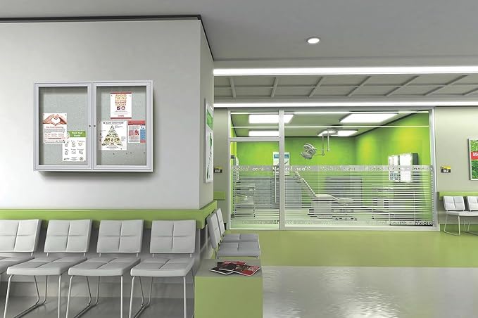 Ghent 36"x60" 2-Door Outdoor Enclosed Vinyl Bulletin Board, Shatter Resistant, with Lock, Satin Aluminum Frame - Silver (PA23660VX-193), Made in The USA