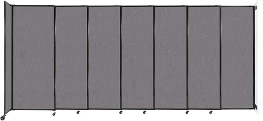 Wall-Mounted Sliding StraightWall Room Divider | Adjustable Widths | Locking Wheels | Room Separator | Up to 15'6" Wide x 6'10" Tall Slate Fabric Panels