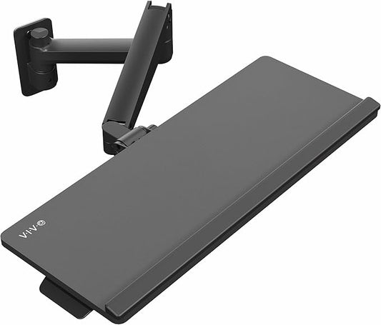VIVO Sit-Stand 24 Inch Pneumatic Spring Keyboard and Mouse Tray Wall Mount, Counterbalance Height Adjustable Typing Platform, Ergonomic Tilt, Black, MOUNT-KB35C