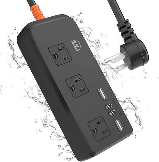Surge Protector Power Strip,7-in-1 with 6 FT Flat PlugExtension Cord,Surge Protector,with 3 AC Outlets 2USB A,2USB C Outlets for for Home, Office, Dorm Essentials,UL FCC Listed Visit The ZZJ Store