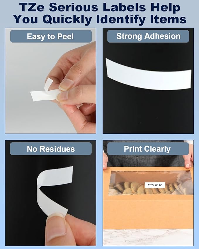 Label Maker Tape TZe-231 Replacement for Brother P Touch PT-D210 PT-D220 PT-H110 PT-D600 D400 by FETIONS, Compatible with TZe TZ 12mm X 8m Laminated Waterproof Label Tape, 6 Pack