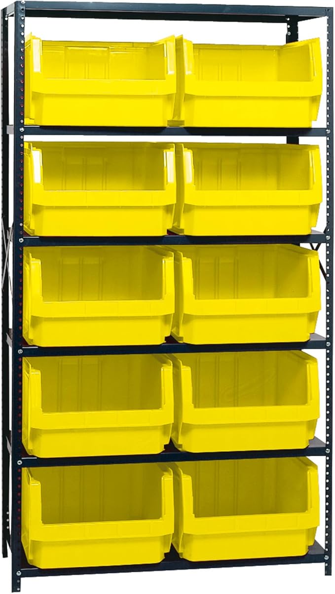 Quantum Storage Systems MSU-543YL Solid Heavy Duty 6 Shelves 10 MAGNUM Yellow Bins 75" H x 42" W x 18" D