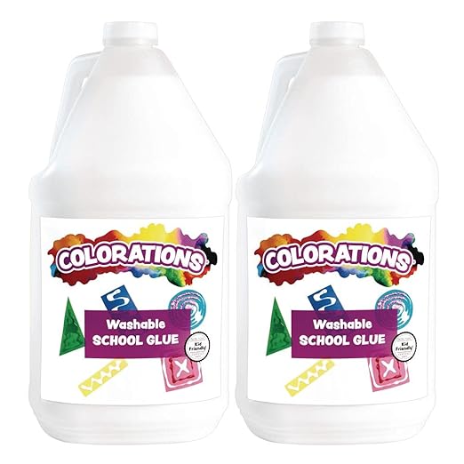 Colorations White School Liquid Glue, 2 Gallons, Dries Clear, Gluing, Crafts, School Supplies, Classroom, Projects, Washable School Glue, Non-Toxic