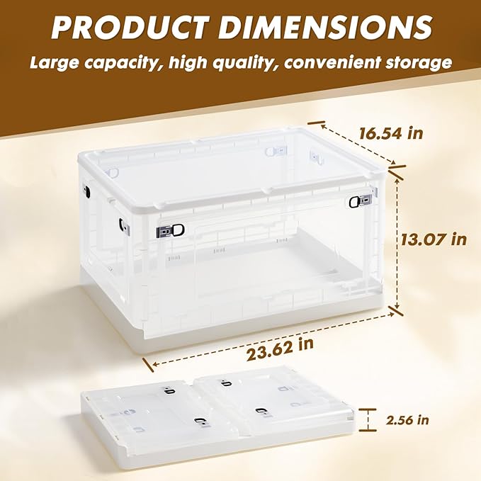 72 QT Clear Storage Bin with 5-Sided Open Lid, Stackable Plastic Storage Bins For Bedroom, Living Room, Office, Multifunctional Foldable Storage Box For Clothes, Office, Supplies, Snacks