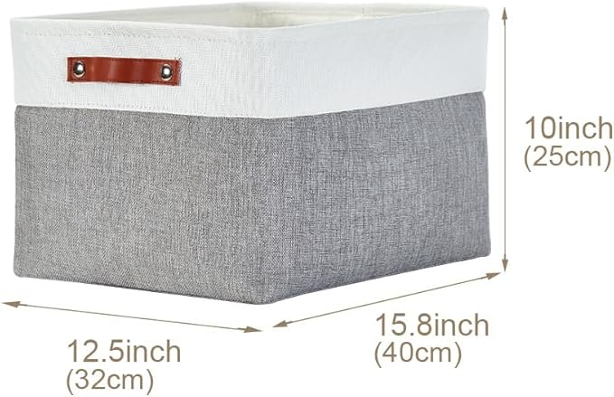 DECOMOMO Storage Baskets for Shelves - Fabric Storage Bins, Linen Closet Organizers and Storage (Grey & White, XL - 4 Pack)
