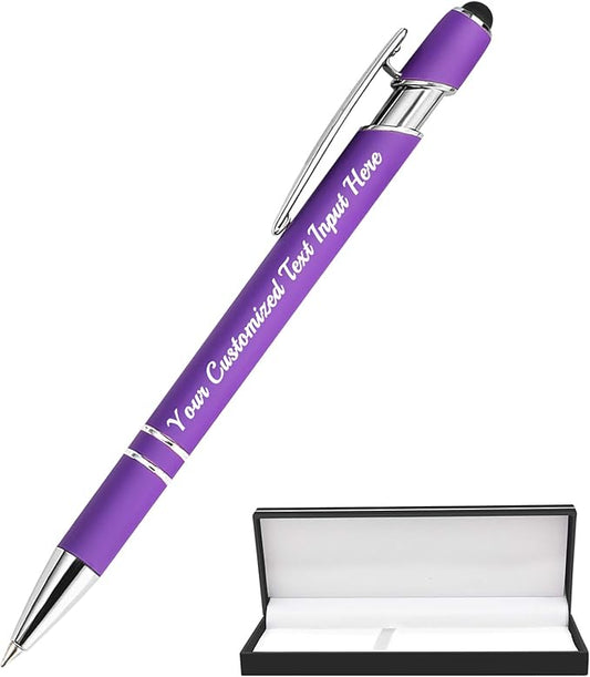 Personalized Ballpoint Pen 1pcs, Custom Pens Free Engraved Bulk with Name Logo, Soft Black Ink Stylus with Touch Metal Office, Gift for Anniversaries, Graduations, Birthdays