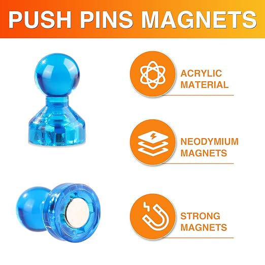 MIKEDE Refrigerator Magnets - 8 Colors Neodymium Fridge Magnets for Adults, Colorful and Practical Small Magnets for Whiteboard, Strong Push Pins for Office, Map - 120 Pack