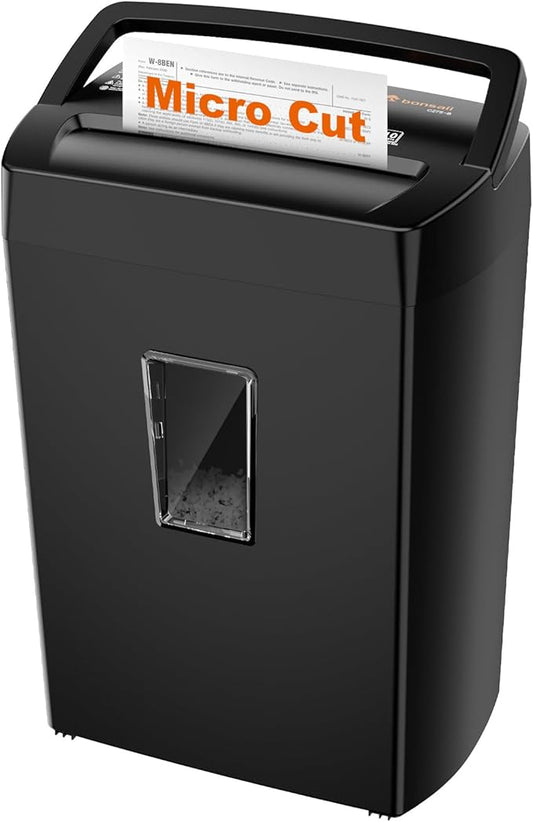Bonsaii Paper Shredder, 10-Sheet Home Office Shredders, Micro Cut Home Use Paper Shredder with 5.5 Gallons/P-4 High Security/5 Minutes/Shred Card,Staple,Clips (C275-B)