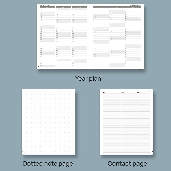 POPRUN Planner 2025-2026 (Large 8.5''x 10.5''), Horizontal Weekly Notebook Jul.2025 - Jun.2026, Academic Appointment Book with Monthly Tabs, Leather Hardcover, Inner Pocket, 100 GSM - Black