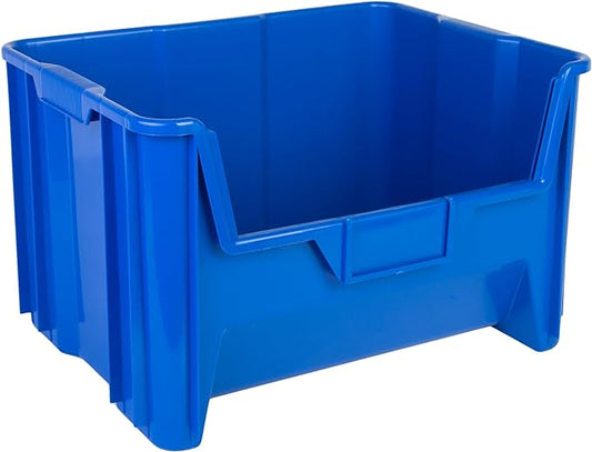 Hudson Exchange 20" x 15" x 12.5" (1 Pack) Plastic Giant Stackable Hopper Bin Container, Blue