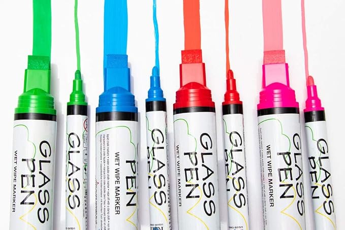 Glass Pen Window Marker: Liquid Chalk Markers for Glass, Car Marker or Mirror Pen with Washable Paint - Car Windows, Storefront Window, Wedding, Parade, Party & Holiday Decorations (White, Fine Tip)