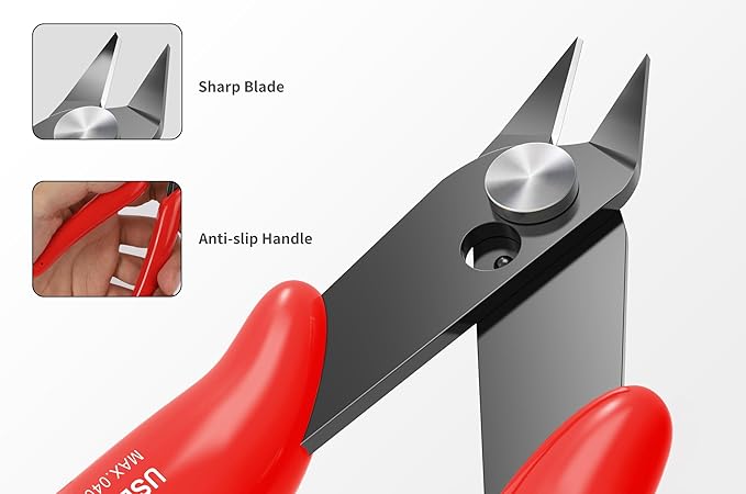 HongWay 5pcs Wire Cutters, Micro Flush Cutters with Spring, Wire Cutting Pliers, Wire Snips for Electronics Soft Copper Jewelry Making, 5-inches, Red