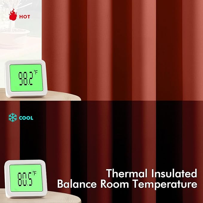 MIULEE Burnt Orange Blackout Curtains - Thermal Insulated Noise Reduction Room Darkening Drapes for Bedroom Living Room Kitchen Terracotta Rust Fall Decor, Grommet Top, 40 x 54 Inches Long, 2 Panels