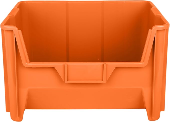 Hudson Exchange 20" x 15" x 12.5" (3 Pack) Plastic Giant Stackable Hopper Bin Container, Orange