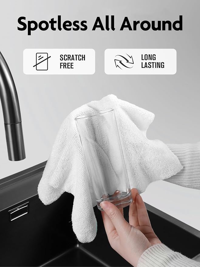 Fantasticlean Microfiber Cleaning Cloth Roll -60 Pack, Tear Away Microfiber Towels, 12" x 12", Reusable, Washable, Scratch Free, Ultra Absorbent Dish Rags for Car, Home, Garage or Shop (White & Blue)
