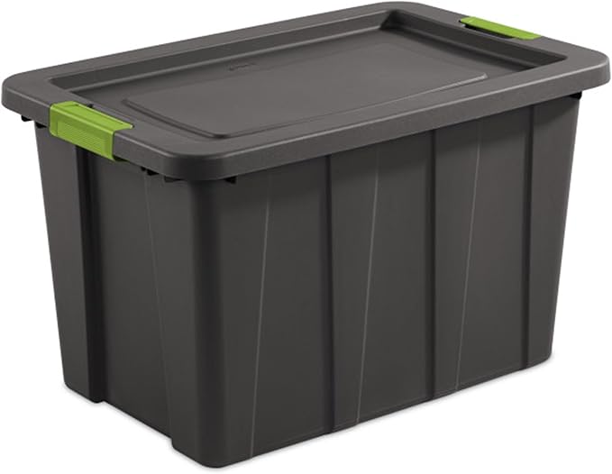 Sterilite 8-Pack Storage Bins with Lids, Heavy Duty Totes, Tuff1, 30 Gallon, Flat Gray