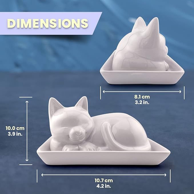 Adorable Cat Ceramic Butter Dish - Unique and Versatile Kitchen Accessory - Durable and Creative Way to Store and Serve Butter