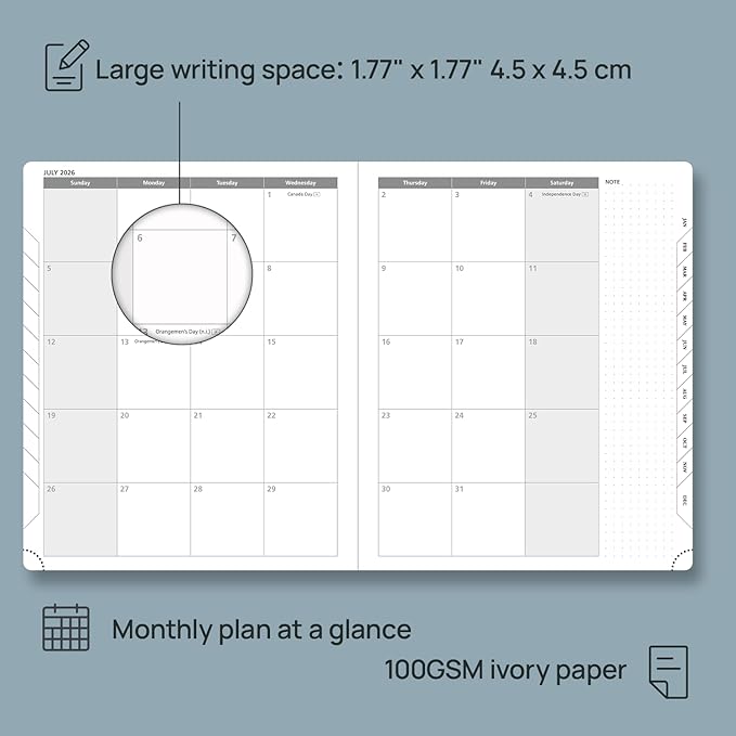 POPRUN 2026 Planner (Large Size 8.5''x 10.5'' Hardcover) - Daily Weekly and Monthly Calendar Agenda 2026 Appointment Book with Hourly Time Slots, Monthly Tabs, 100 GSM - Orange