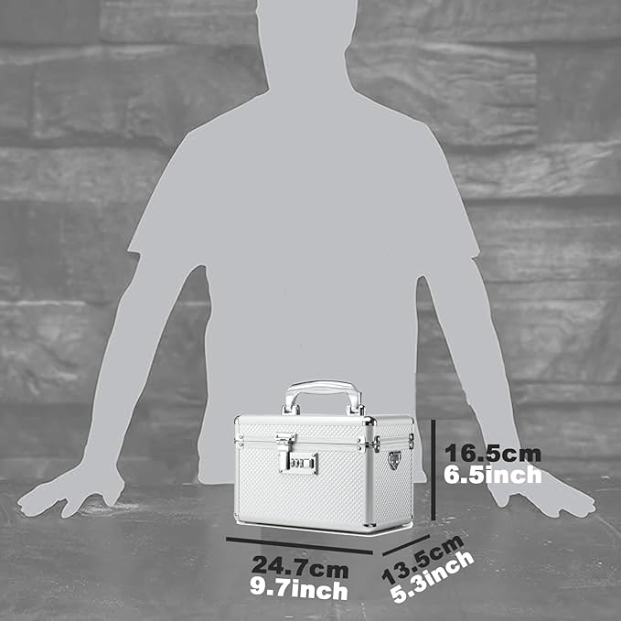 Storage Lock Box with Combination code, Lockable Medicine Storage Case, Empty First Aid Box, Security Lock Box, Multipurpose Lockbox for Home and Outdoor Use (Silver, Small)