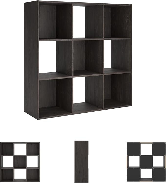Signature Design by Ashley Piperton 9 Cube Storage Organizer or Bookcase, Charcoal