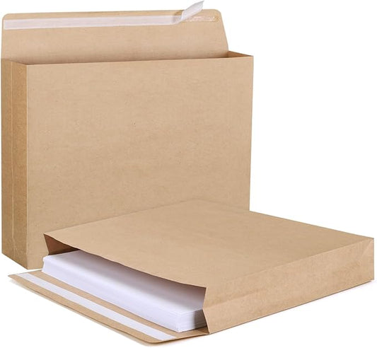 25 Pack 10" x 13" Expandable Catalog Envelopes, Large Kraft Document Envelopes Self Seal Manilla Envelopes Mailing for Documents, Magazines, Photos