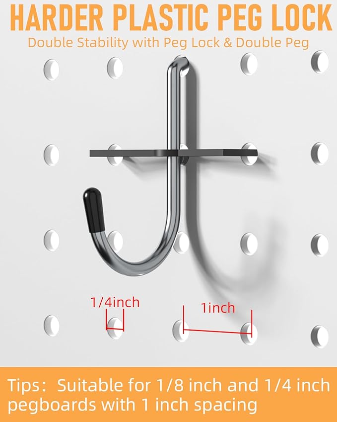 INCLY Pegboard Hooks Set for Hanging Tools, 206PCS Heavy Duty Peg Hook Hanger & Holder Fit 1/4 1/8 Inch Pegboard for Craft Assortment Garage Organizer Bins Attachment Peg Board Accessories
