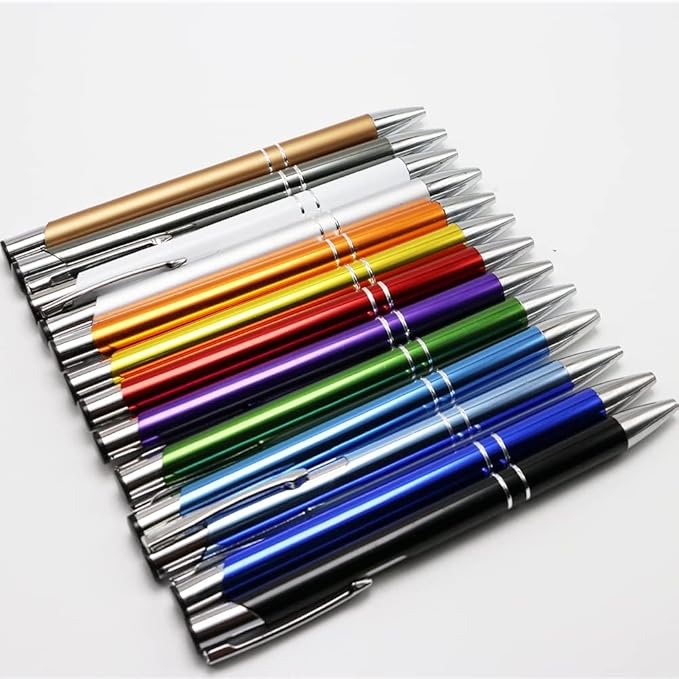Stylish quality metal ballpoint Pens, black ink, soft writing experience (Multiple body colours (13 colours per pack))