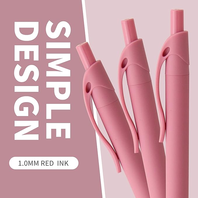 deegtran Pens Bulk, 50 Pack No Bleed Click Pens, Wholesale Retractable Ballpoint Pens, Pen Medium Point, Smooth Ink Pens, 1.0MM Red Ink