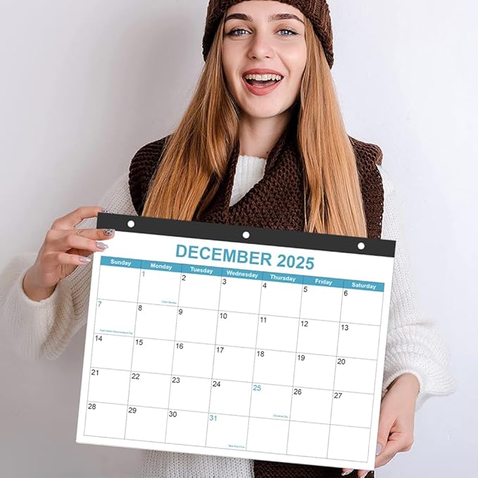 2025-2026 Calendar for 3 Ring Binder - Desk Calendar 2025-2026 from July 2025 - December 2026, 18 Months Calendar with Premium Paper, 3-Hole Calendar, 8.5" x 11", Blue