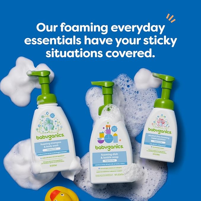 Babyganics Alcohol-Free Foaming Hand Sanitizer, Pump Bottle, Fragrance Free, 8.45 oz, 3 Pack