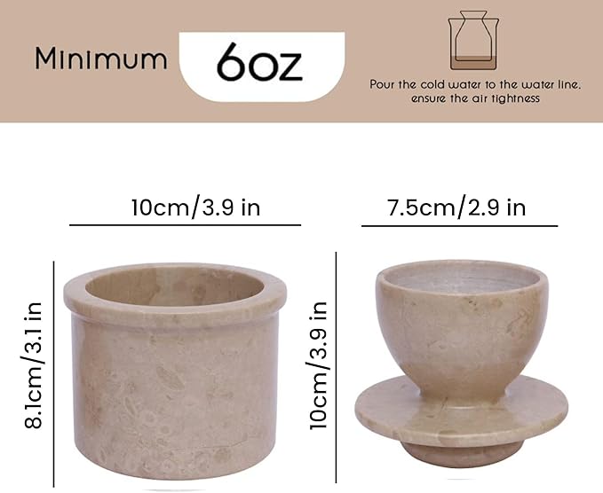 Marble Butter Keeper - Butter Crock - Round Butter Dish With Lid - French Butter Crock - Butter Keepers to Leave on Counter - Perfect Breakfast Companion with Classical Look (Virona)